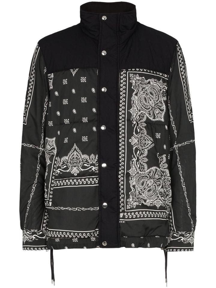 Sacai Bandana Print Padded Jacket - Black