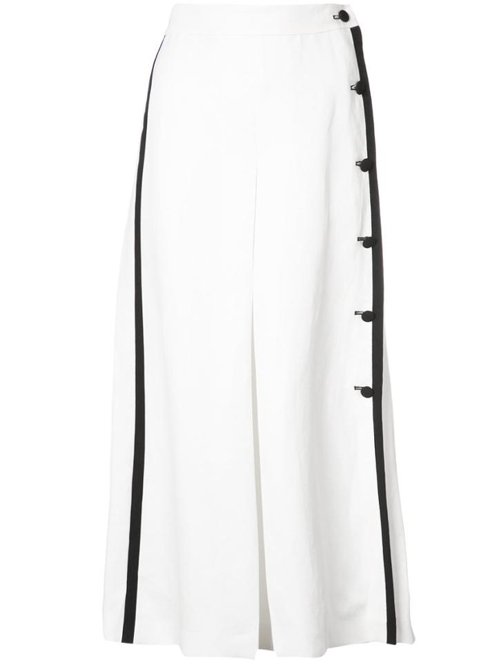 Max Mara Cropped Button Detail Trousers - White