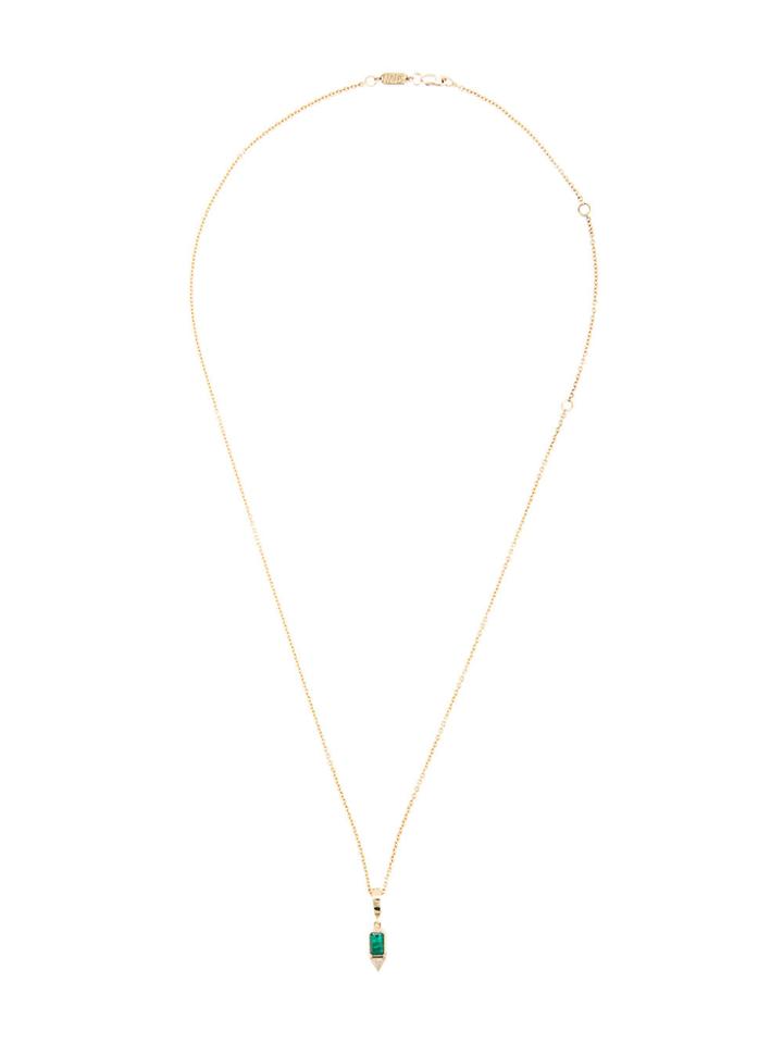 Azlee Emerald And Baguette Necklace - Yellow & Orange