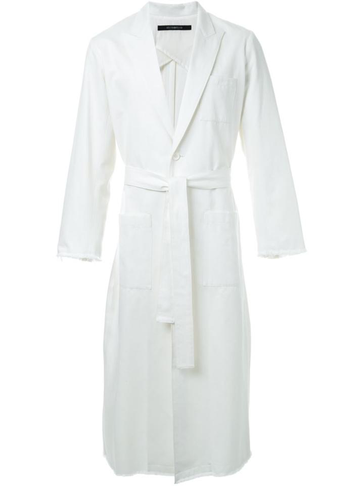 Dressedundressed Peaked Lapels Long Coat, Men's, Size: 2, White, Cupro/cotton