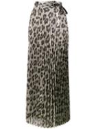 Haider Ackermann Pleated Glitter Leopard Print Skirt, Women's, Size: 38, Black, Silk/polyester/spandex/elastane