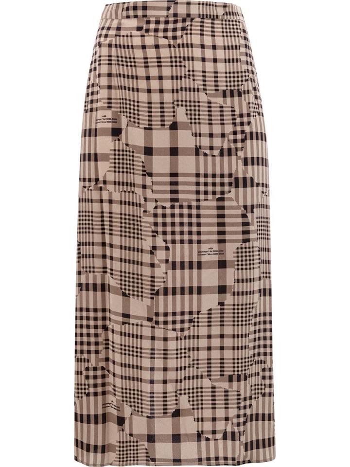 Rokh Ripped Check Midi Skirt - Black