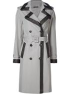 Maison Margiela Sheer Trim Trench Coat, Women's, Size: 42, Grey, Cotton/polyester