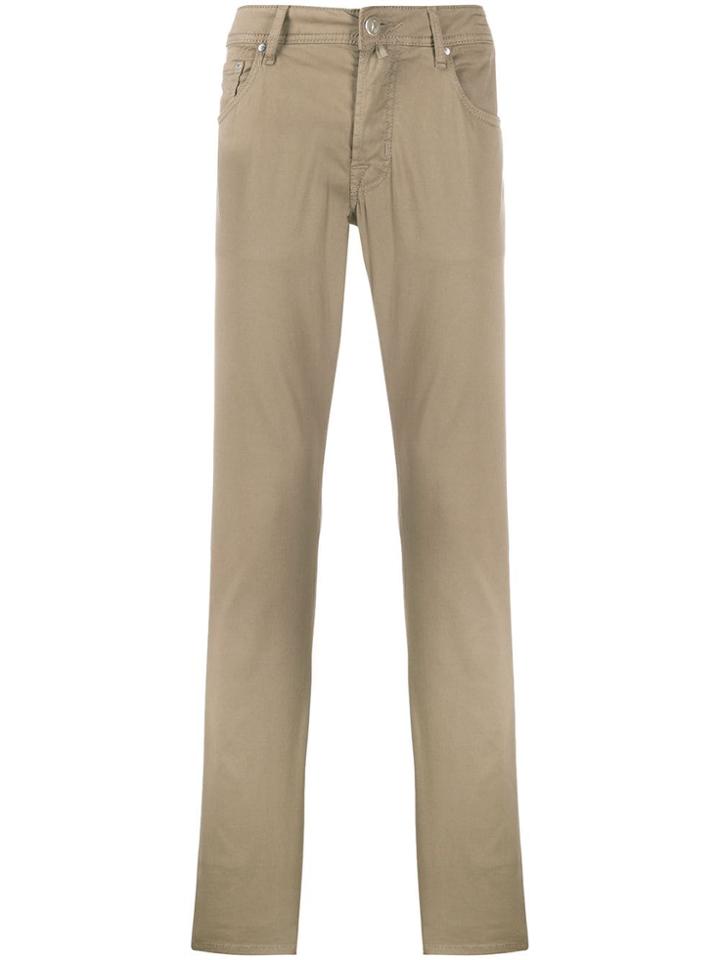 Jacob Cohen Slim-fit Low-rise Trousers - Neutrals