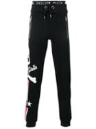 Philipp Plein Skull Print Track Trousers, Men's, Size: Small, Black, Cotton