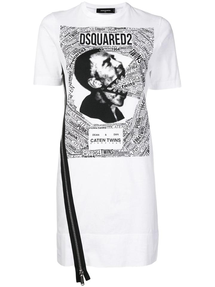 Dsquared2 Printed T-shirt Dress - White