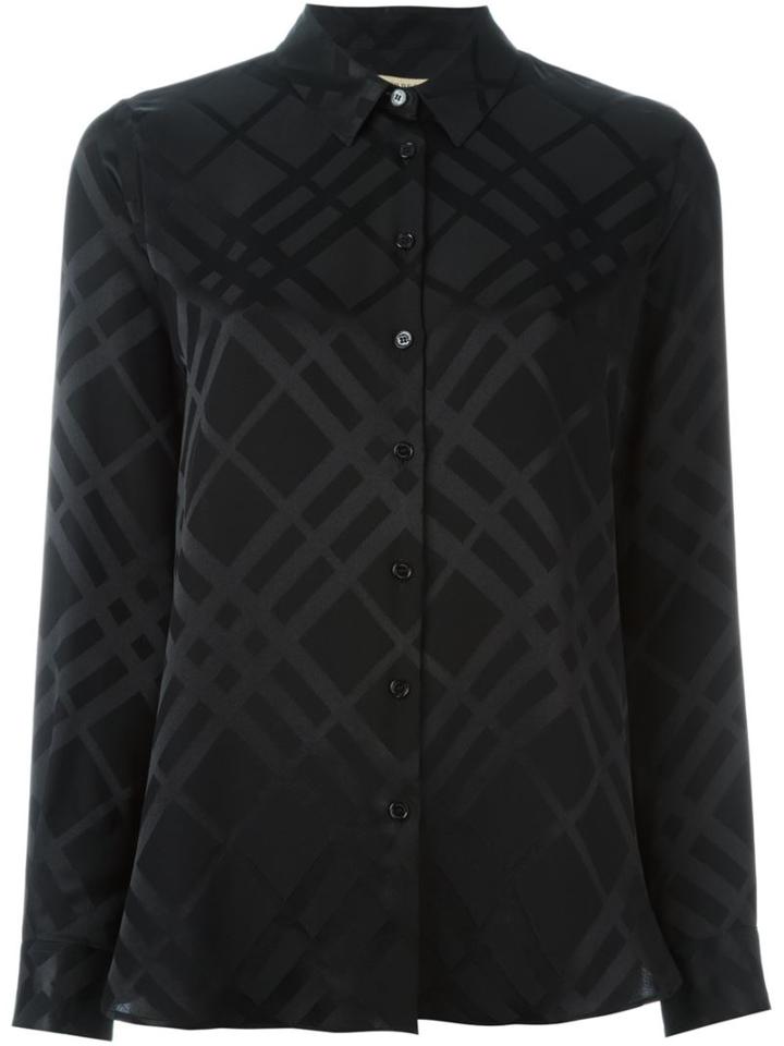 Burberry Checked Shirt, Women's, Size: 8, Black, Silk