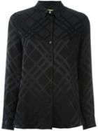 Burberry Checked Shirt, Women's, Size: 8, Black, Silk