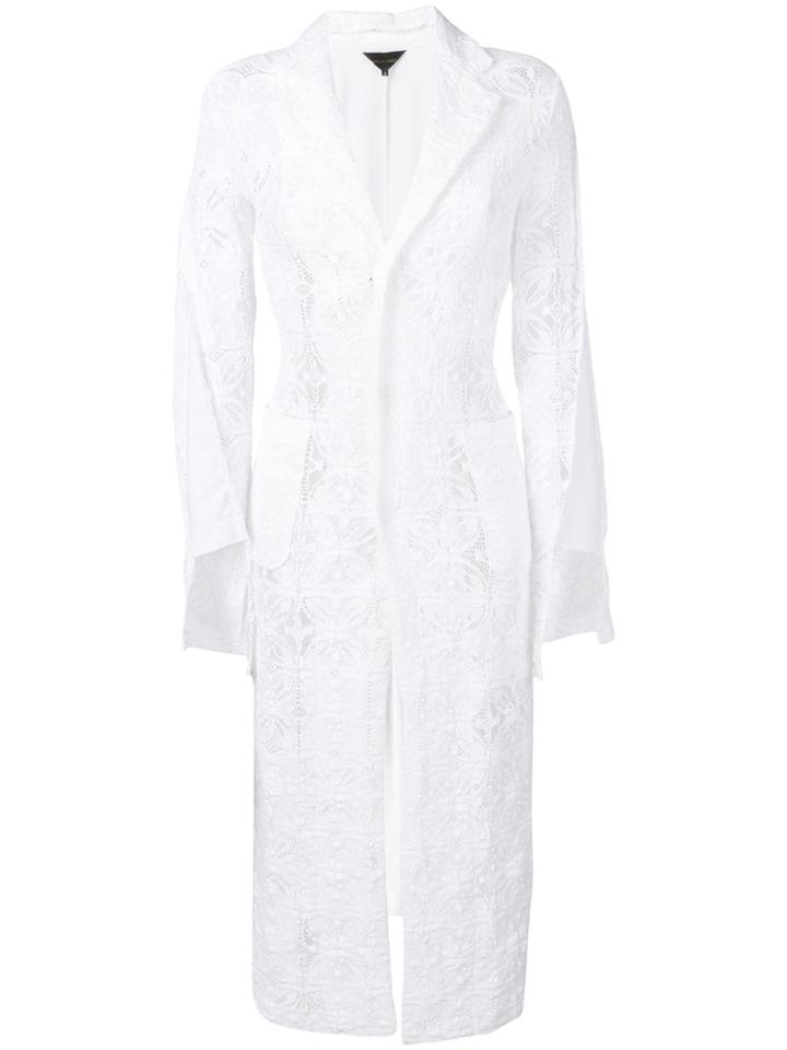 Comme Des Garçons Lace Single Breasted Coat - White