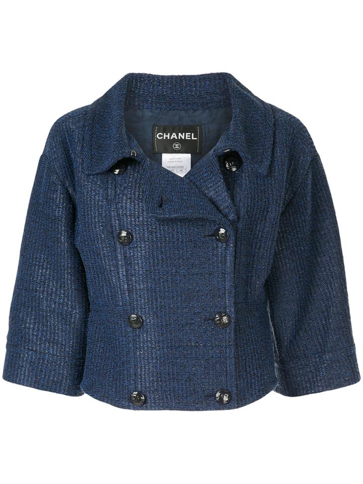 Chanel Vintage Double-breasted Cropped Jacket - Blue