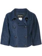 Chanel Vintage Double-breasted Cropped Jacket - Blue