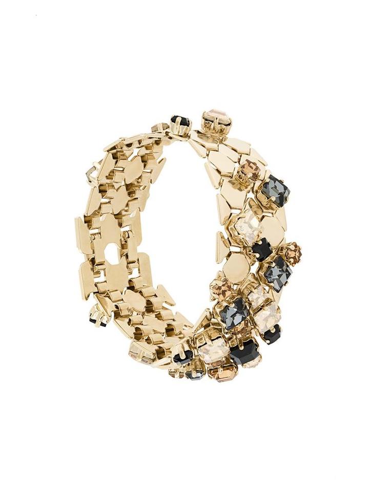 Lanvin Thick Embossed Stone Bracelet, Women's, Metallic