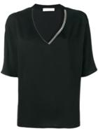 Fabiana Filippi V-neck Blouse With Embellished Collar - Black