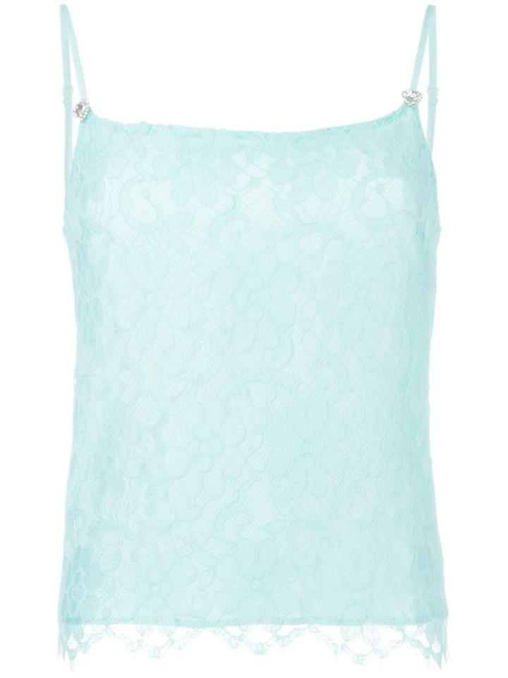 Christopher Kane Floral Lace Cami Top, Women's, Size: 8, Green, Silk/polyamide/acetate/viscose