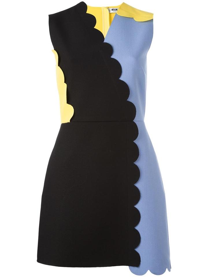 Msgm Scalloped Detail Fitted Dress, Women's, Size: 42, Yellow, Polyester/spandex/elastane/viscose