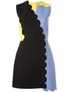 Msgm Scalloped Detail Fitted Dress, Women's, Size: 42, Yellow, Polyester/spandex/elastane/viscose