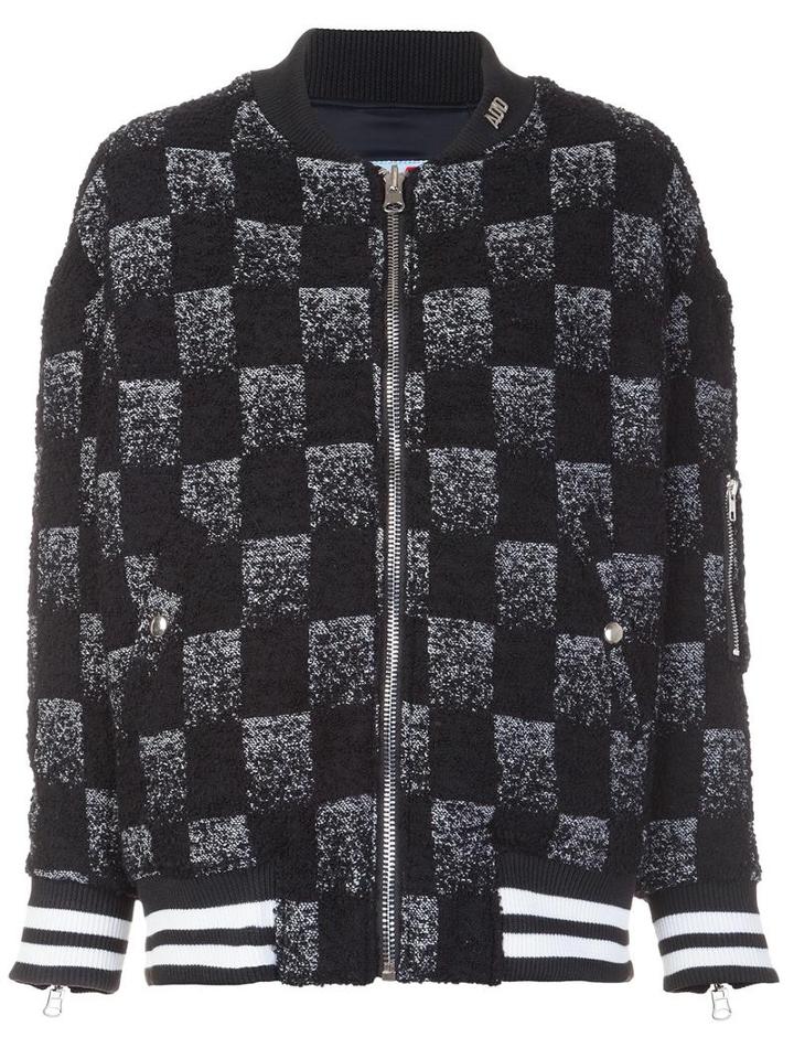 Adaptation Reversible Check Bomber Jacket, Women's, Size: Small, Black, Virgin Wool