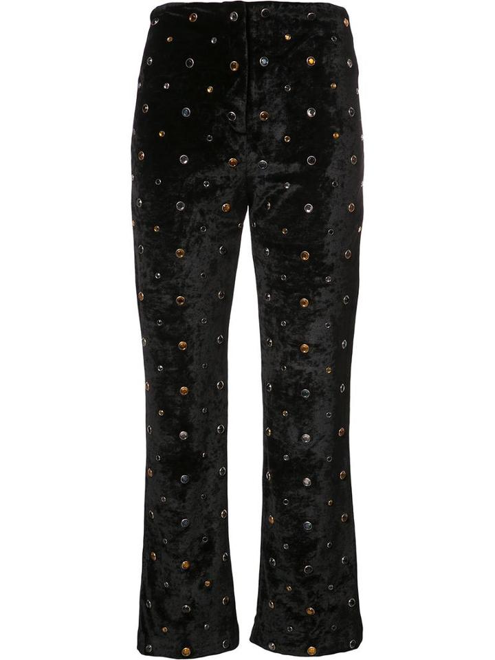 Sonia Rykiel Velour Studded Cropped Trousers, Women's, Size: Xs, Black, Polyamide/viscose