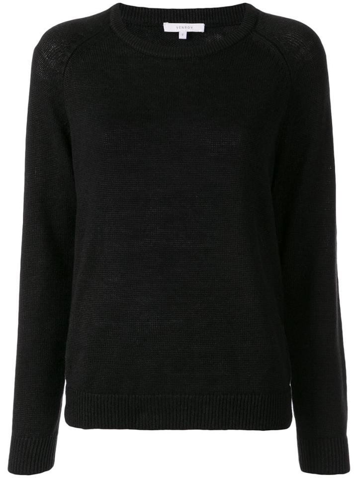 Venroy Plain Round Neck Jumper - Black