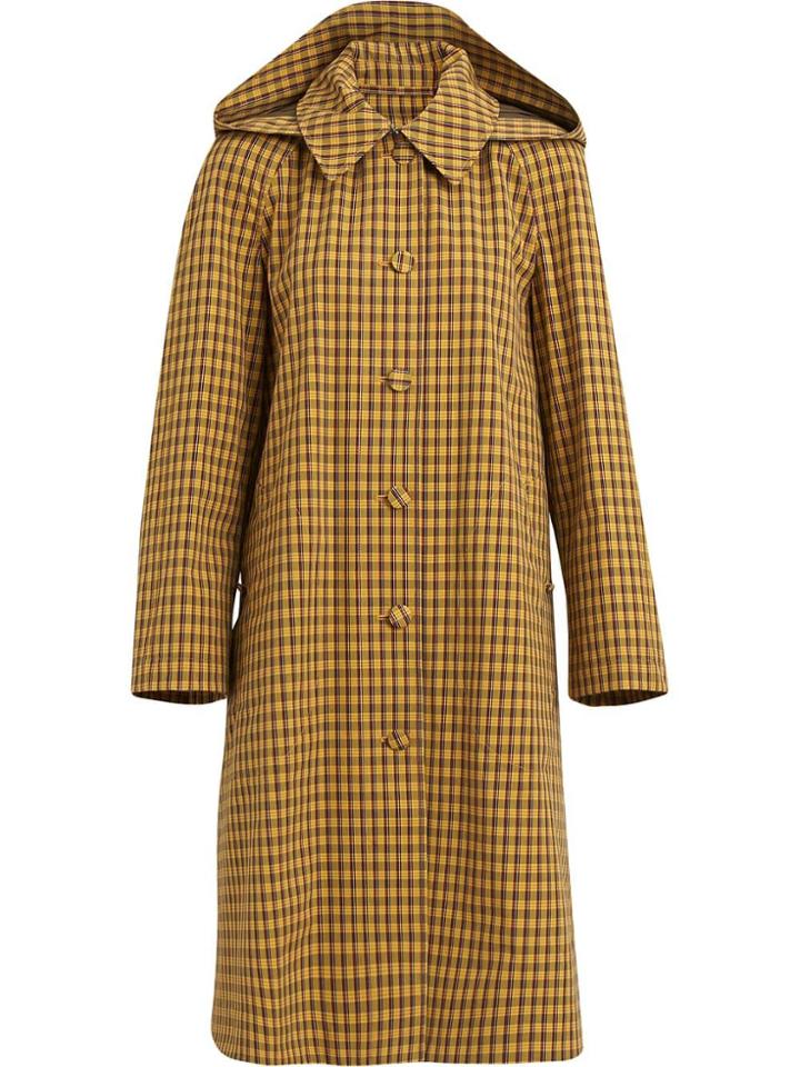 Burberry Detachable Hood Check Cotton Car Coat - Yellow & Orange