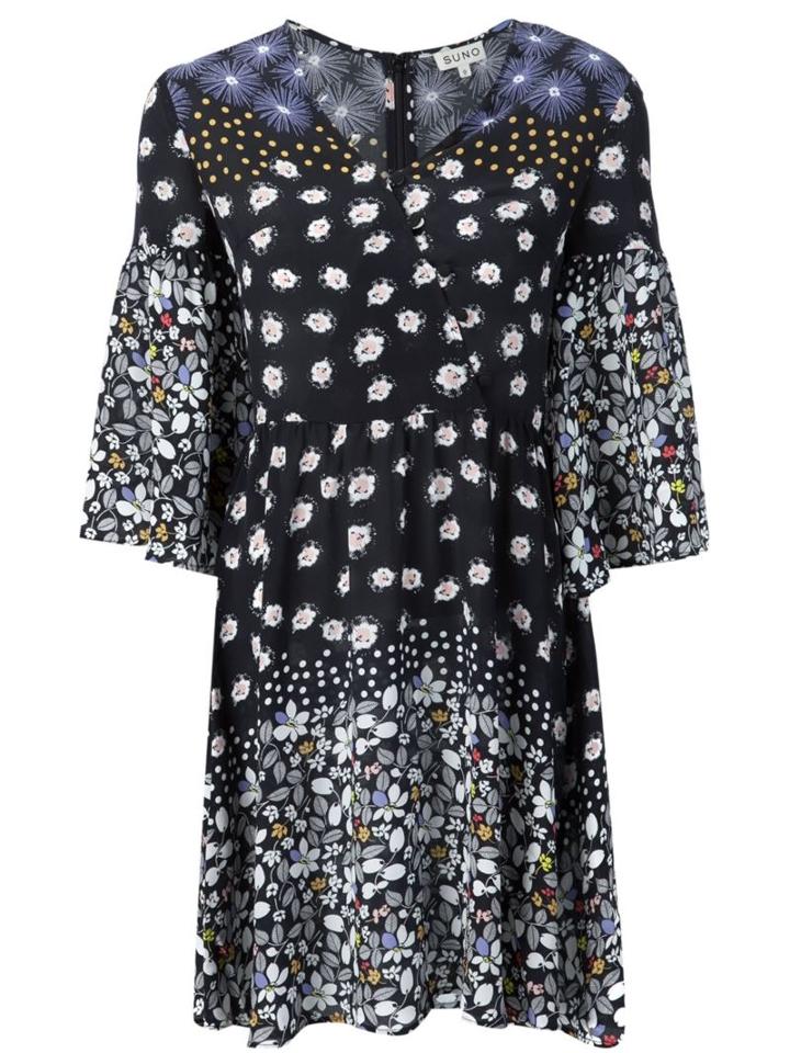 Suno Floral Bell Sleeve Dress