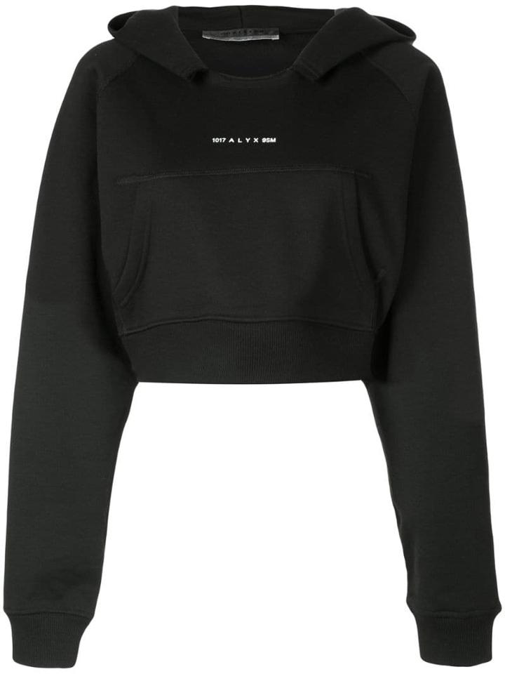 1017 Alyx 9sm Logo Print Cropped Hoodie - Black
