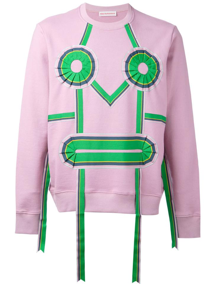 Walter Van Beirendonck - Ribbon Face Sweatshirt - Men - Cotton - L, Pink/purple, Cotton
