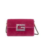 Gucci Pink Velvet Shoulder Bag With Square G