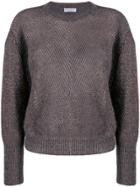 Brunello Cucinelli Ribbed Sweater With Glitter Detail - Grey