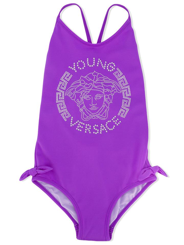 Young Versace - Logo Swimsuit - Kids - Polyamide/spandex/elastane/polyamide-8 - 11 Yrs, Pink/purple