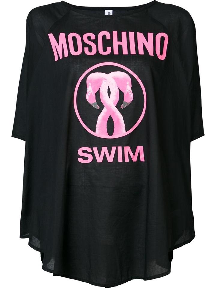 Moschino Flamingo Print Cover-up, Women's, Size: Large, Black, Cotton