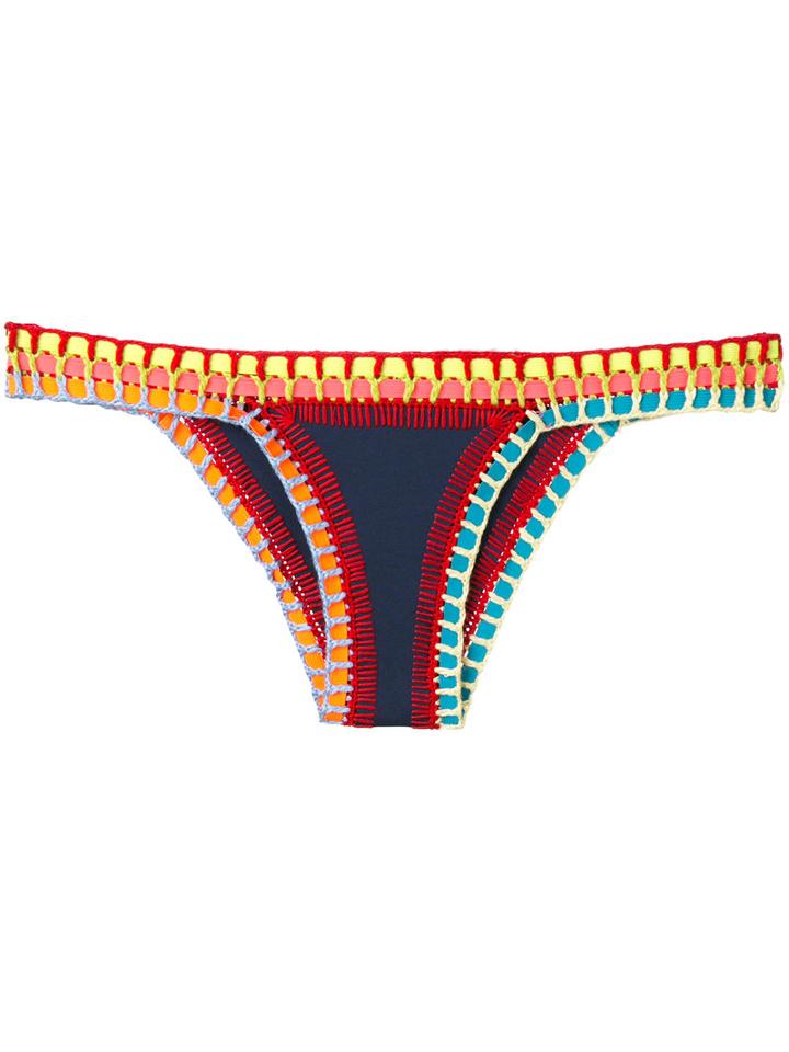 Kiini Embroidered Tasmin Bikini Bottom, Women's, Size: Medium, Cotton/polyester/nylon/spandex/elastane