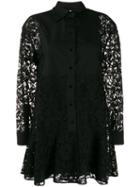 Valentino Short Button-up Lace Dress - Black