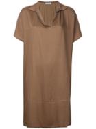 Fabiana Filippi - Flappy Neck Shirt Dress - Women - Acetate/viscose - 44, Brown, Acetate/viscose