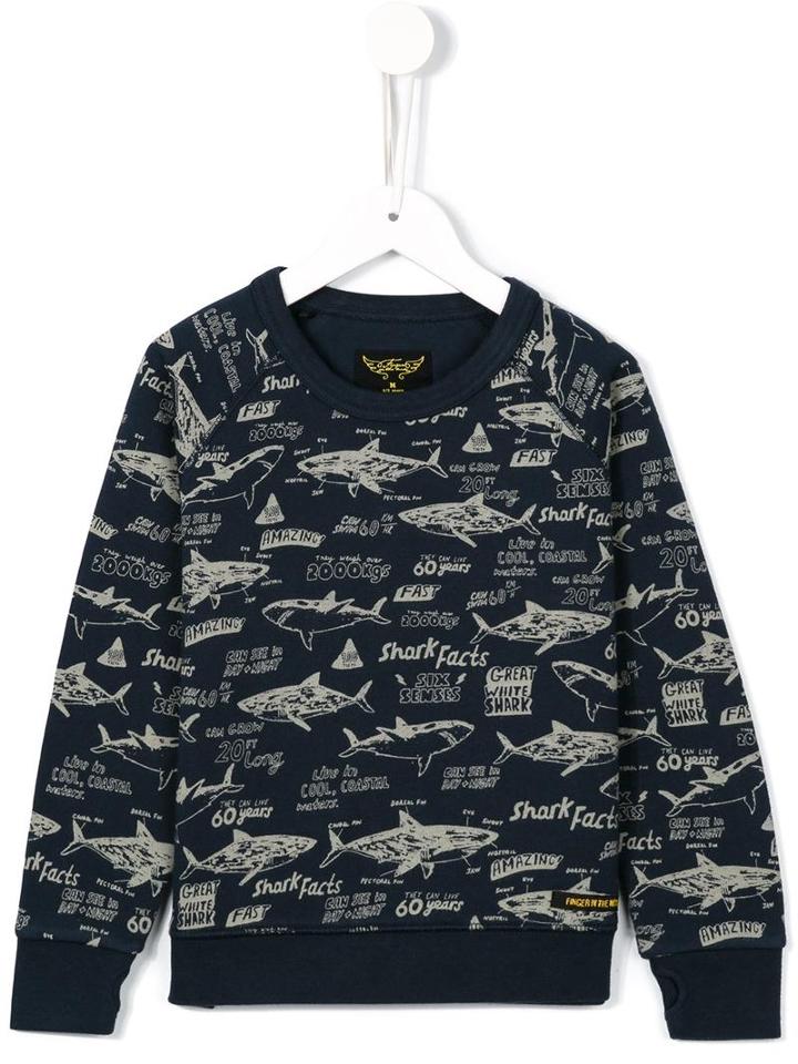 Finger In The Nose 'hank' Shark Print Sweatshirt, Toddler Boy's, Size: 4 Yrs, Blue