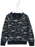 Finger In The Nose 'hank' Shark Print Sweatshirt, Toddler Boy's, Size: 4 Yrs, Blue