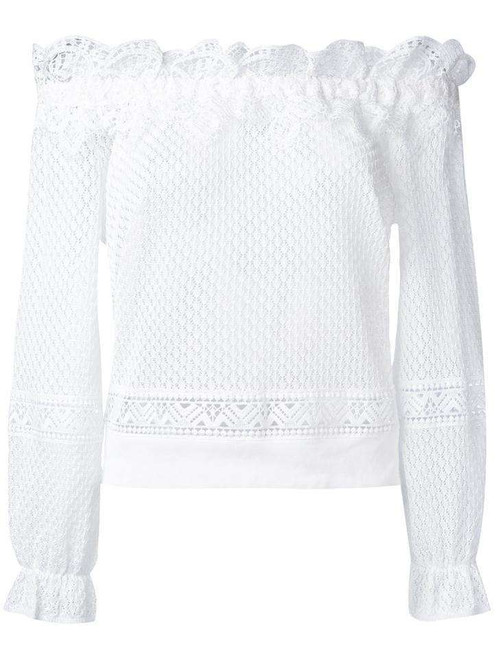 Alberta Ferretti - Off-shoulder Lace Blouse - Women - Cotton - 42, White, Cotton