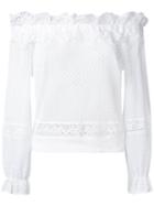 Alberta Ferretti - Off-shoulder Lace Blouse - Women - Cotton - 42, White, Cotton