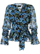 G.v.g.v. Flower Print Wrap Blouse - Blue