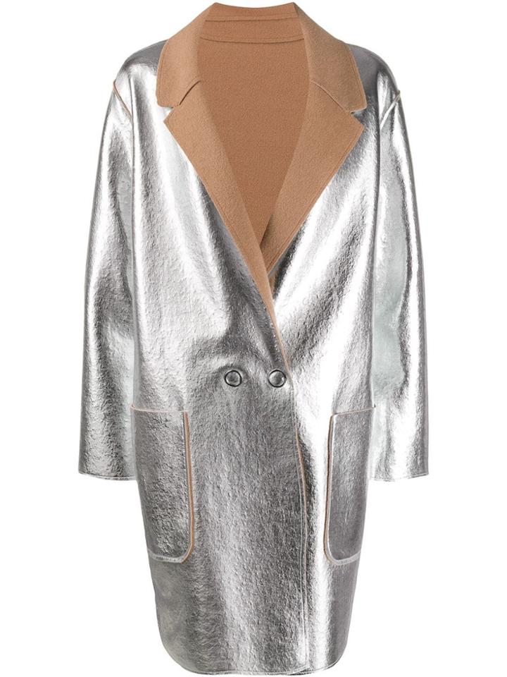 Pinko Two-tone Reversible Coat - Silver
