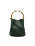 Marni Green Pannier Leather Metal Loop Bucket Bag