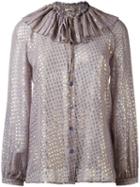Etro - Polka Dot Blouse - Women - Silk/metallic Fibre - 38, Women's, Pink/purple, Silk/metallic Fibre