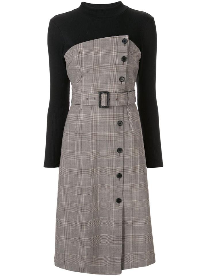 Loveless Fabric Mix Dress - Brown