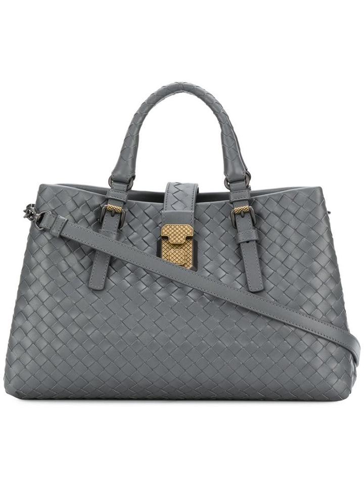 Bottega Veneta New Light Grey Intrecciato Calf Small Roma Bag