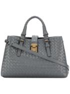 Bottega Veneta New Light Grey Intrecciato Calf Small Roma Bag