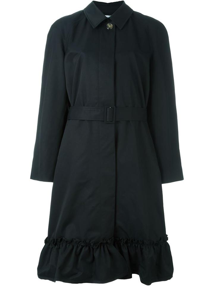 J.w. Anderson Button Up Belted Ruffle Hem Trench Coat