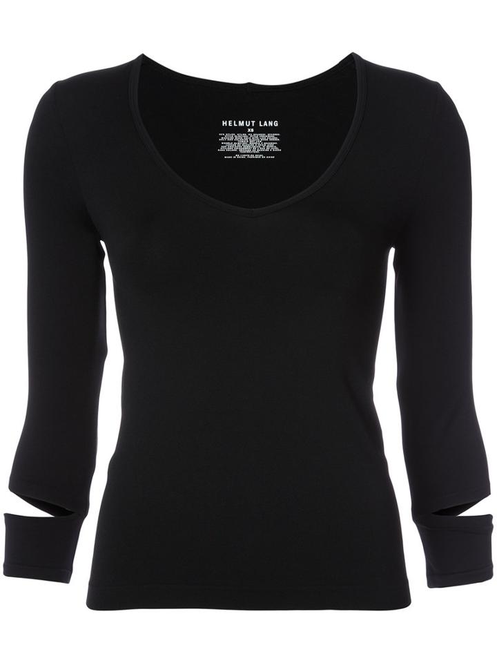 Helmut Lang - Cut-out V-neck Top - Women - Nylon/spandex/elastane - L, Black, Nylon/spandex/elastane