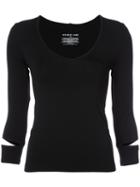 Helmut Lang - Cut-out V-neck Top - Women - Nylon/spandex/elastane - L, Black, Nylon/spandex/elastane