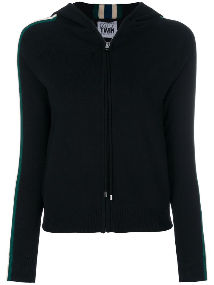 Twin-set Side Stripe Zip Jacket - Black