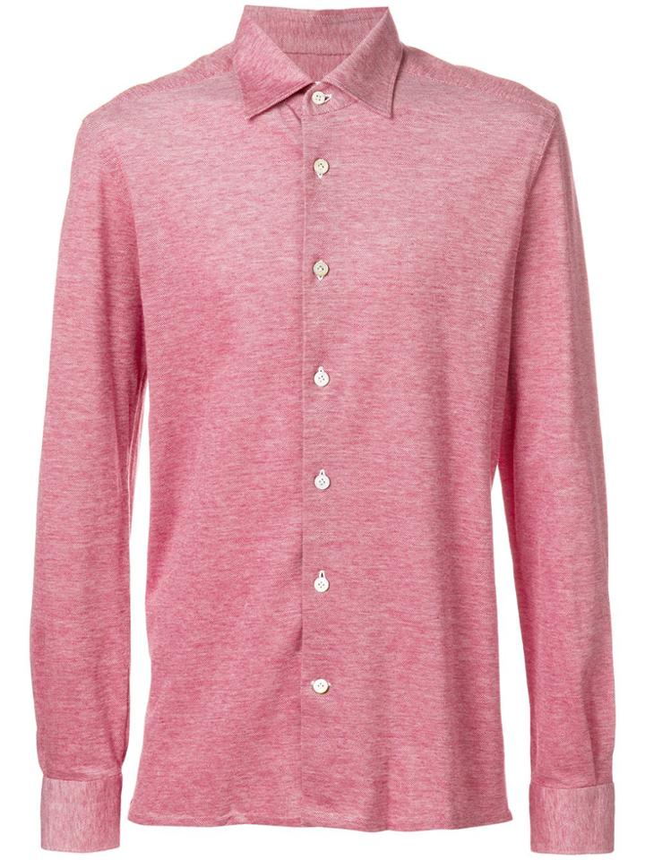 Kiton Plain Piquet Shirt - Red